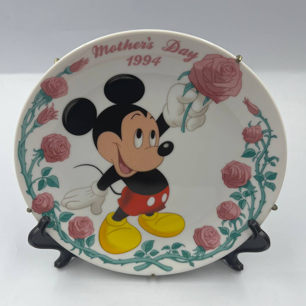 Disney Mickey Mouse Plate 1994 Mother's Day Rose‎ Grolier Collectables W Hanger